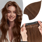 TESS Wire Hair Extensions Invisible Straight Wire Remy Human Hair Extensions with Transparent Line Clip In Hair Weft For Women