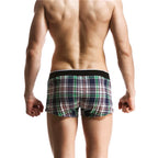 SEOBEAN Classic Plaid Mens Boxer Shorts 100% Cotton Underwear Boxershorts U convex Pouch Arrow Panties Shorts Men Sleep Bottoms