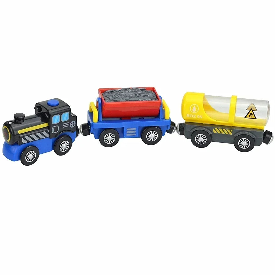 Wooden Train Toys Train Track Magnetic Set Electric Car Locomotive Diecast Slot Fit All Wood Brand Biro Railway Tracks For Kids