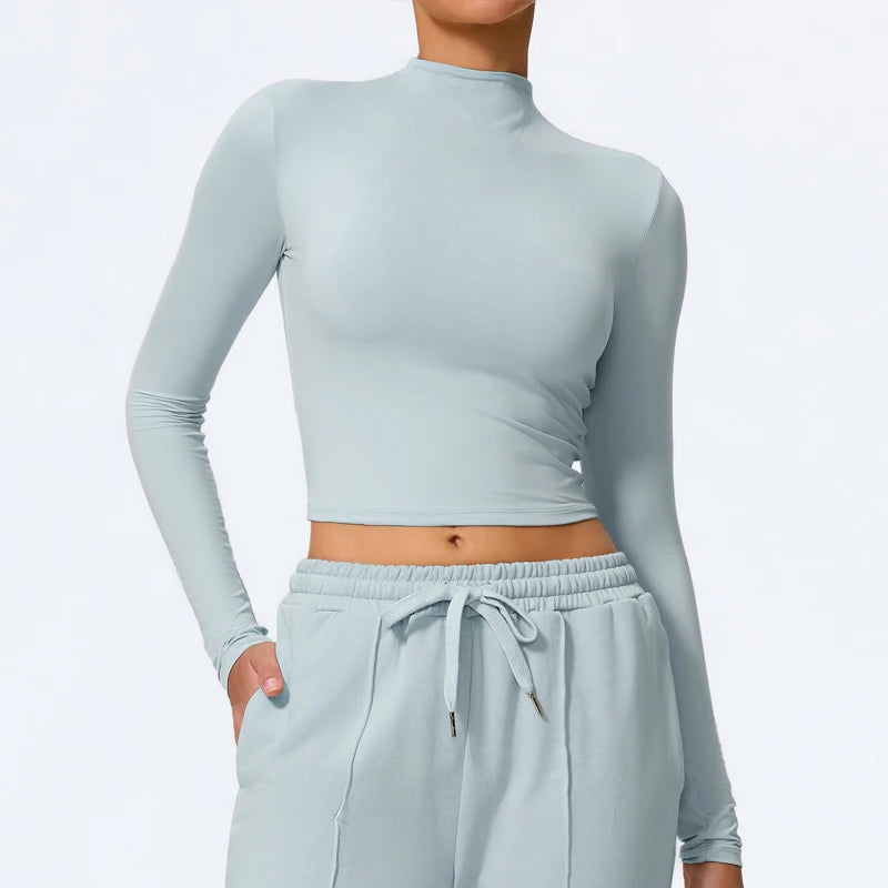Hearuisavy Summer Women's Fitness Long Sleeved Shirt Lightweight Gym Workout Top Breathable Quick Drying Yoga Clothing Sportwear