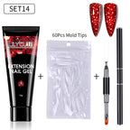 LILYCUTE 15ml Extension Gel Nail Polish Set Quick Nail Prolong With Extend Mold Nail Tips Acrylic Solution Manicure Tools Kit