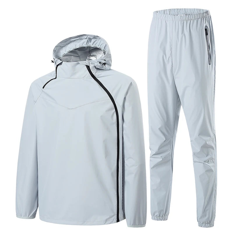 Men Double Zipper Sport Fitness Running Set Women Double Zipper Running Fitness Weight Loss Sweating Sweating Easy Lose Fat Set