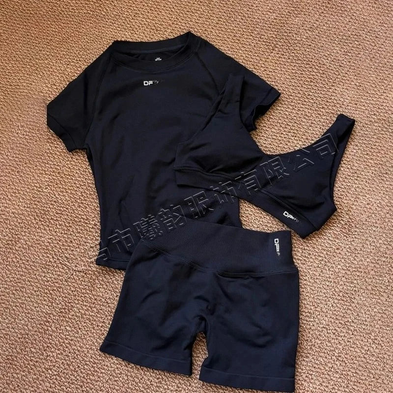 Women's Yoga Three-Piece Set, Running and Fitness Apparel