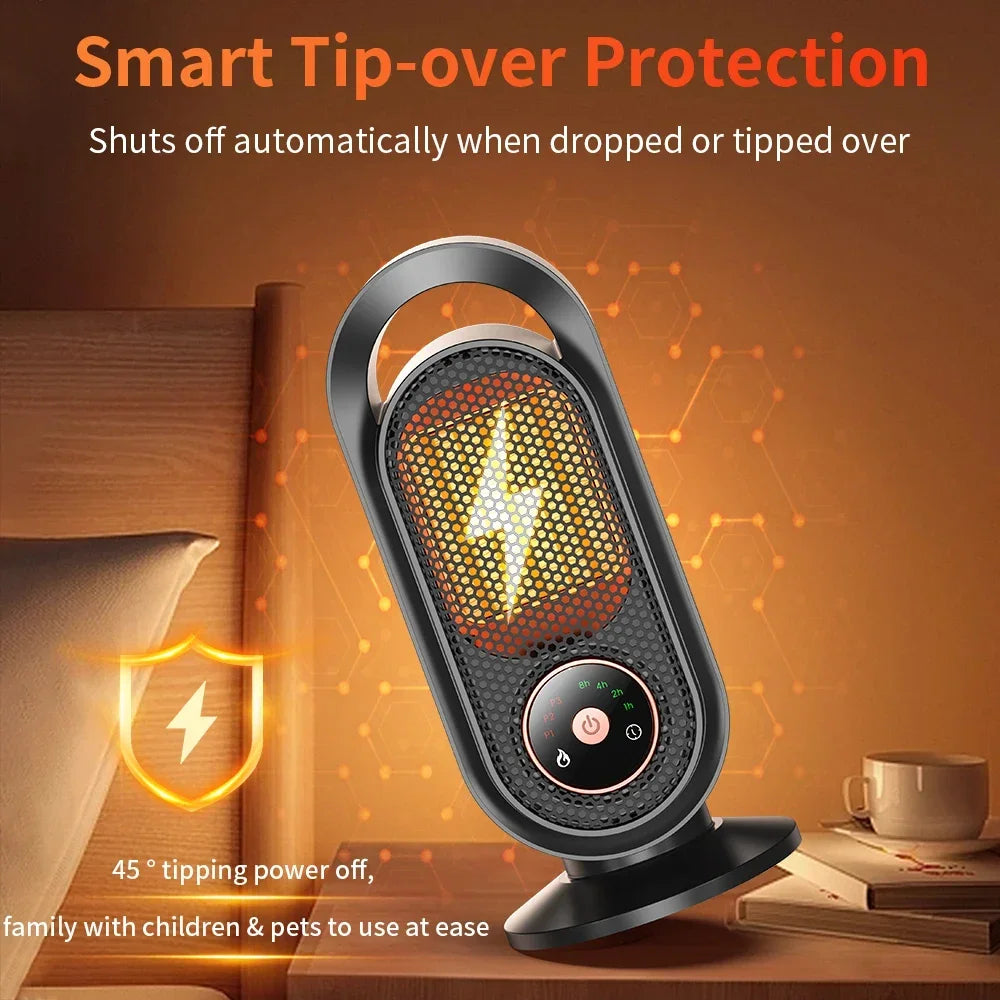 1000W Electric Heater Portable Mini Desktop Fan Heater Smart Hot Air Blower Home Bedroom Office Warmer Machine for Winter