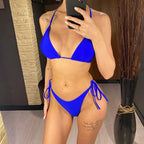 7 Colors Halter Brazilian Bikini Women Swimwear Female Swimsuit Two-pieces Bikini set Padded Bather Bathing Suit Swim Lady V3536