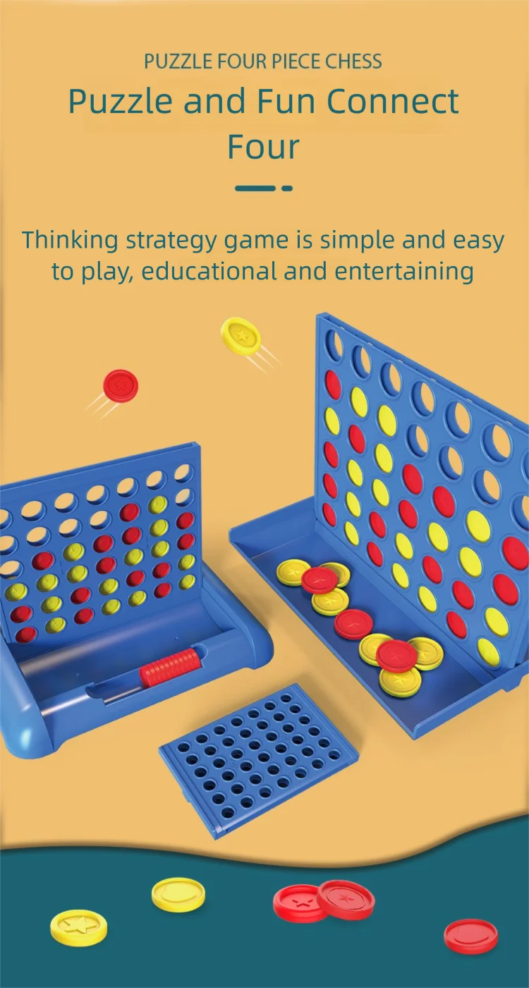 Classic Connect Four Board Game Four in a Row-2 Players Strategy Puzzle Toy for Family Game Kids Adults Durable Plastic Grid Set