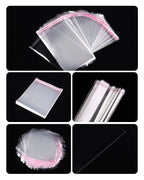 100PCS Opp Self-adhesive Transparent Plastic Bag Clothing Jewelry Packaging Self adhesive Biscuit Candy Packaging Cellophane Bag