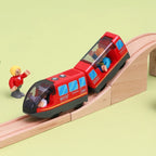 Kids Electric Train Set Compatible with Wooden Tracks Magnetic Connectors Diecast Metal Auto-Go Train Toy for Ages 3+ Boys Girls