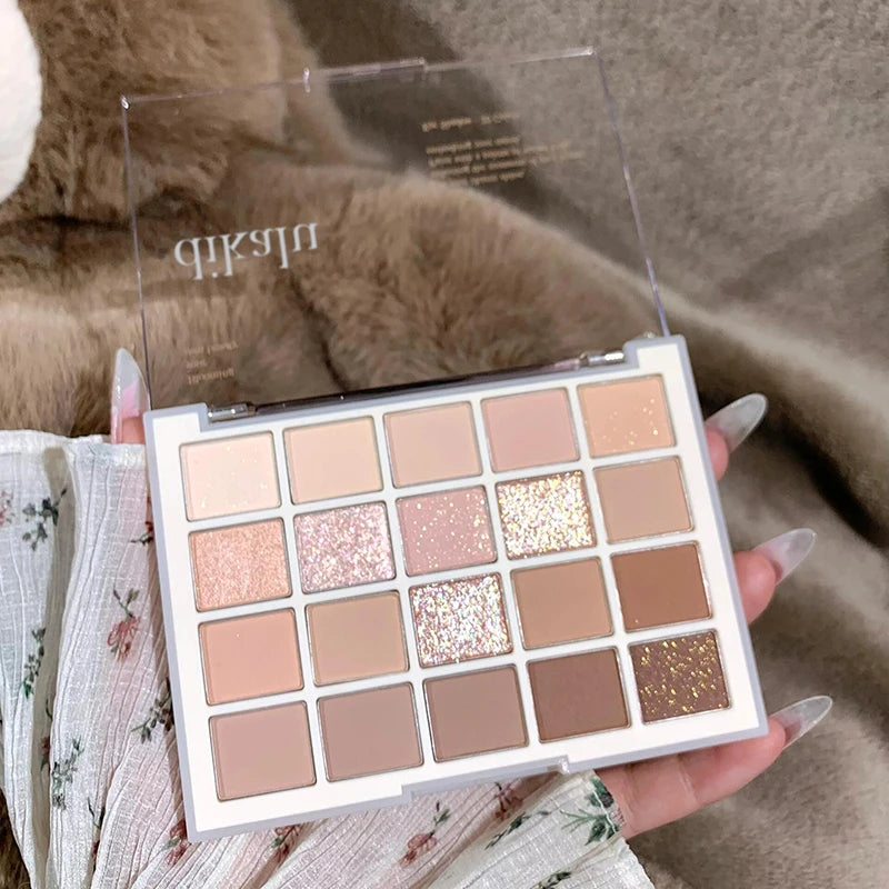 DIKALU 20-Color Korean Low Saturation Eyeshadow Tray Matte Waterproof Brown Pink Eye Shadow Palette Long-lasting Daily Makeup