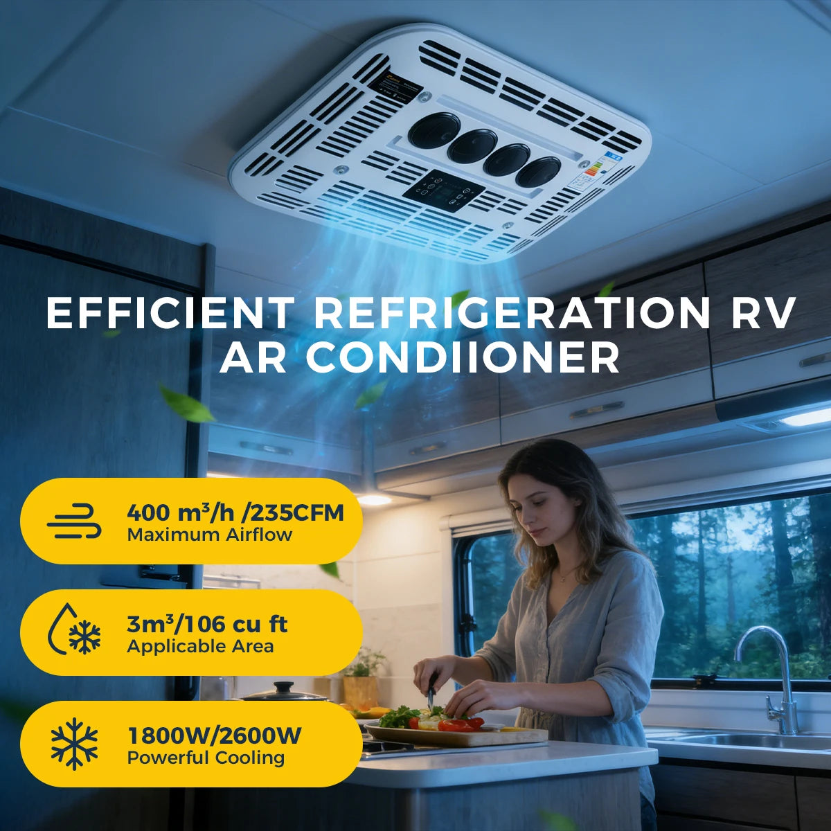 RV Rooftop Parking Air Conditioner 12V/24V DC Electric Cooling Low Noise & 4m³ High Efficiency For Vans, Campers, Motorhomes Secondary image