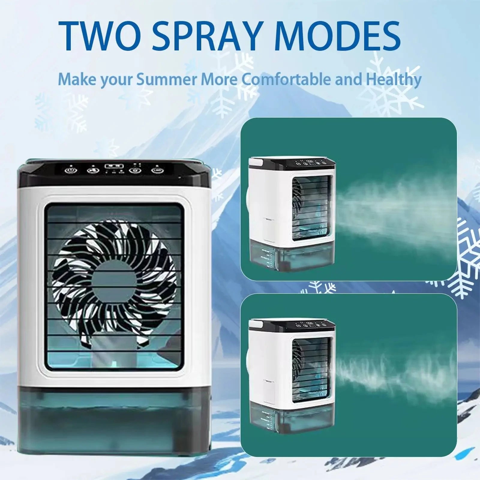 Compact Air Conditioner Fan Mini Evaporative Cooler with Ice Box & Large Water Tank USB Personal Cooler for Bedroom