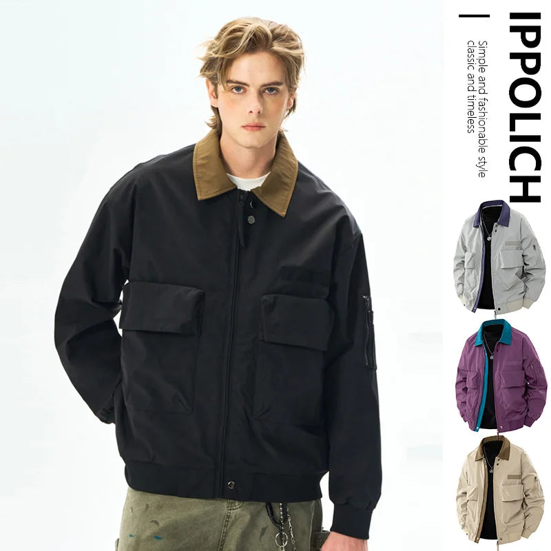 Men's Spring Casual Blazer Jacket Turn-Down Collar Stylish Versatile Office Wear Lightweight Coat Trendy Man Large Pocket Jacket Main image