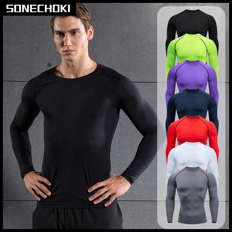 Compression Running Top Men Long Sleeve Shirt For Male Gym Clothing Quick Dry Sportswear Fitness Tee Training Workout Muscle Top Main image