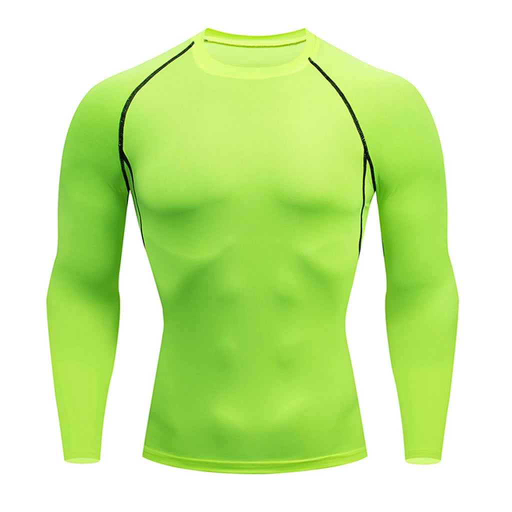 Men's Compression Long Sleeve Shirt Black Fitness T-shirt Male Running  Quick Drying Gym Top Sun Protection Sports Base Layer
