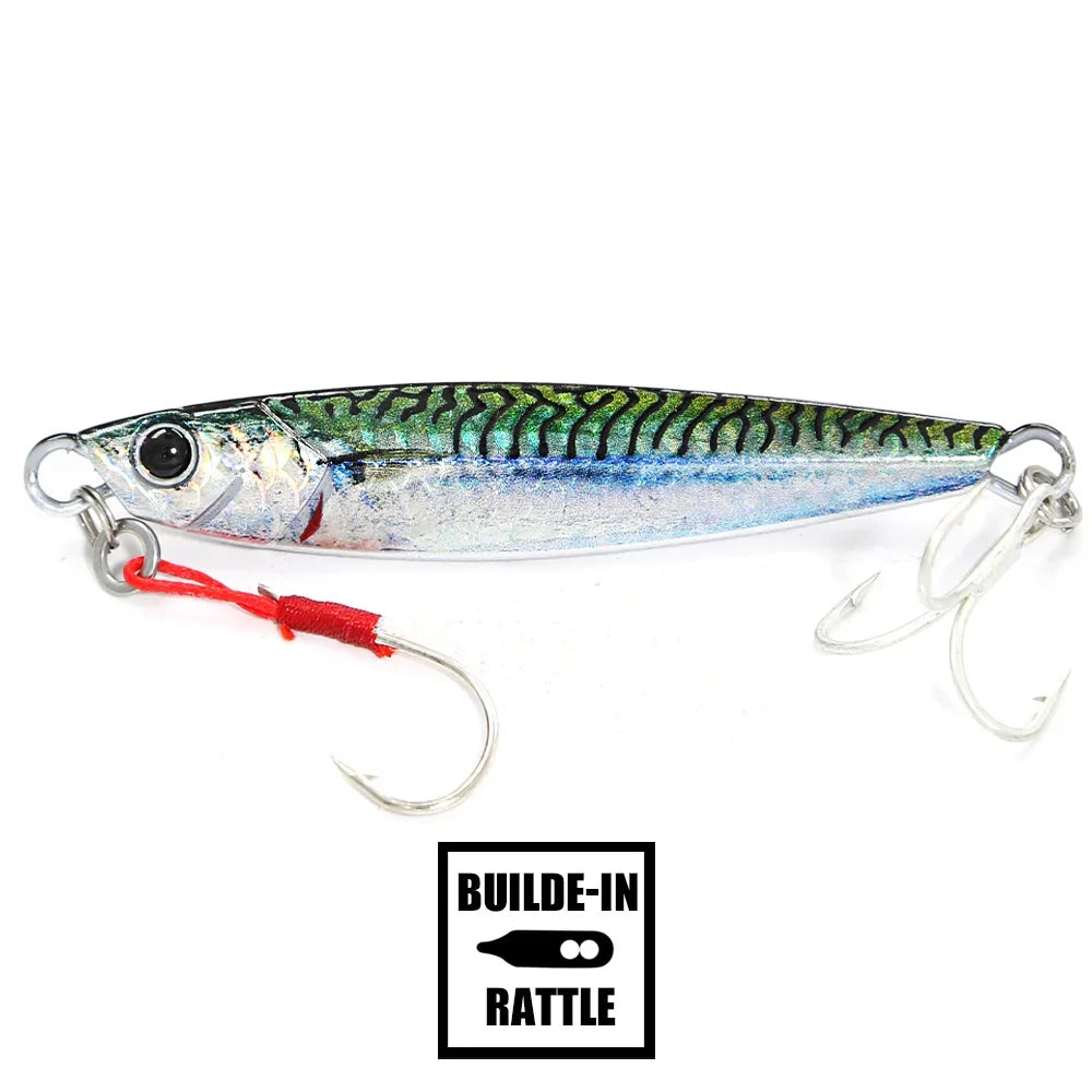 B&U Rattle Jig Sea Fishing Lures Metal Jig 40g 60g 80g Long Casting Lure Spinning Artificial Bait with Hook Spoon Fishing Tackle