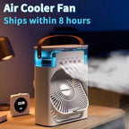 3 In 1 Mini Air Cooler Fan Portable Household Air Conditioner Humidifier LED Night Light For Home Office Desk Use25.5x18.5x8cm