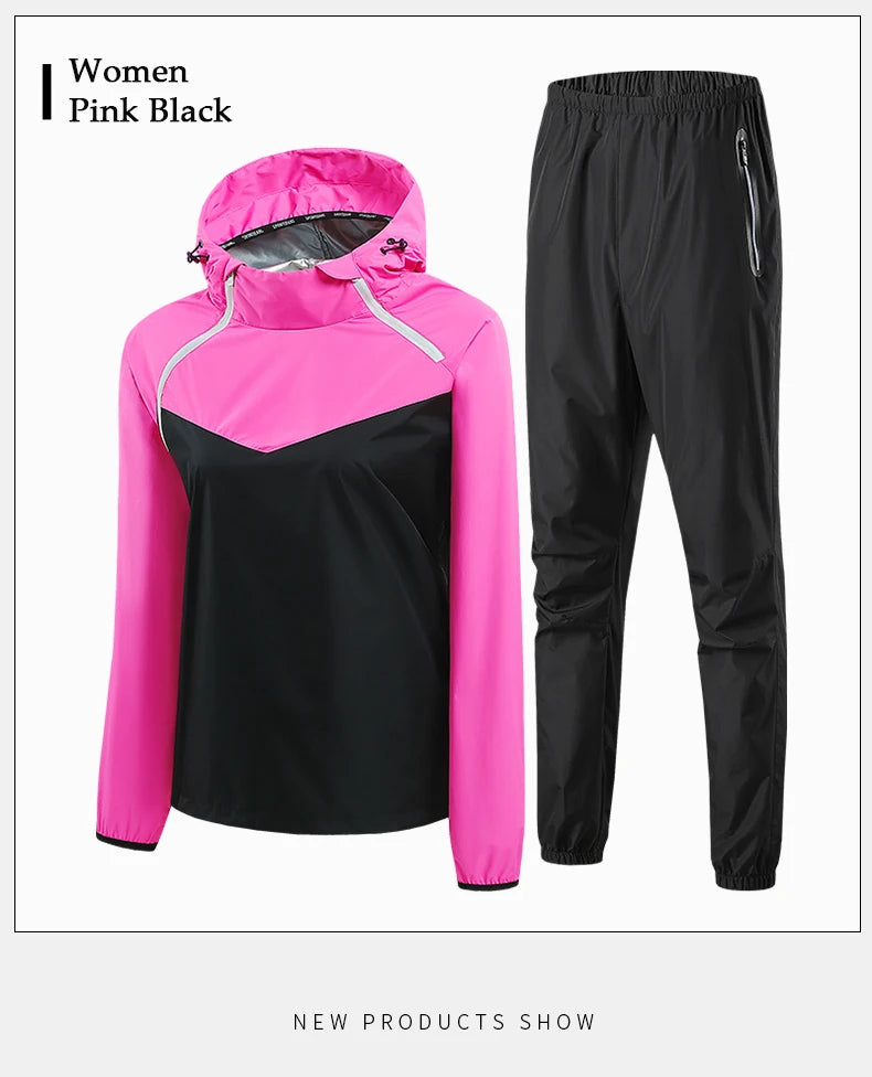 Men Double Zipper Sport Fitness Running Set Women Double Zipper Running Fitness Weight Loss Sweating Sweating Easy Lose Fat Set