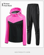 Men Double Zipper Sport Fitness Running Set Women Double Zipper Running Fitness Weight Loss Sweating Sweating Easy Lose Fat Set