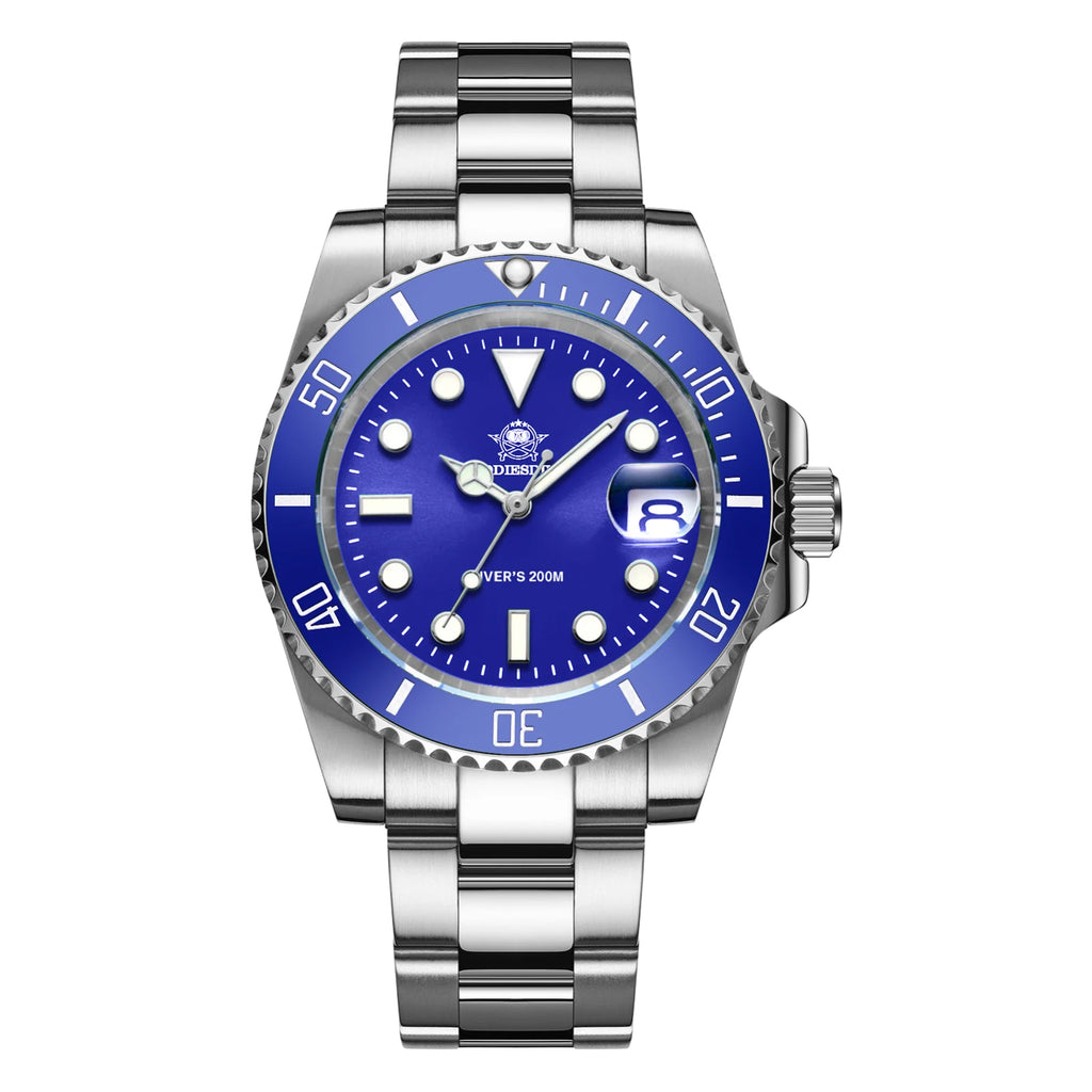 ADDIESDIVE Men's Classic Watch with Ceramic Bezel 200m Water Resistant Casual Quartz Watch BGW9 Blue Luminous Gift Watch MY-H3-2