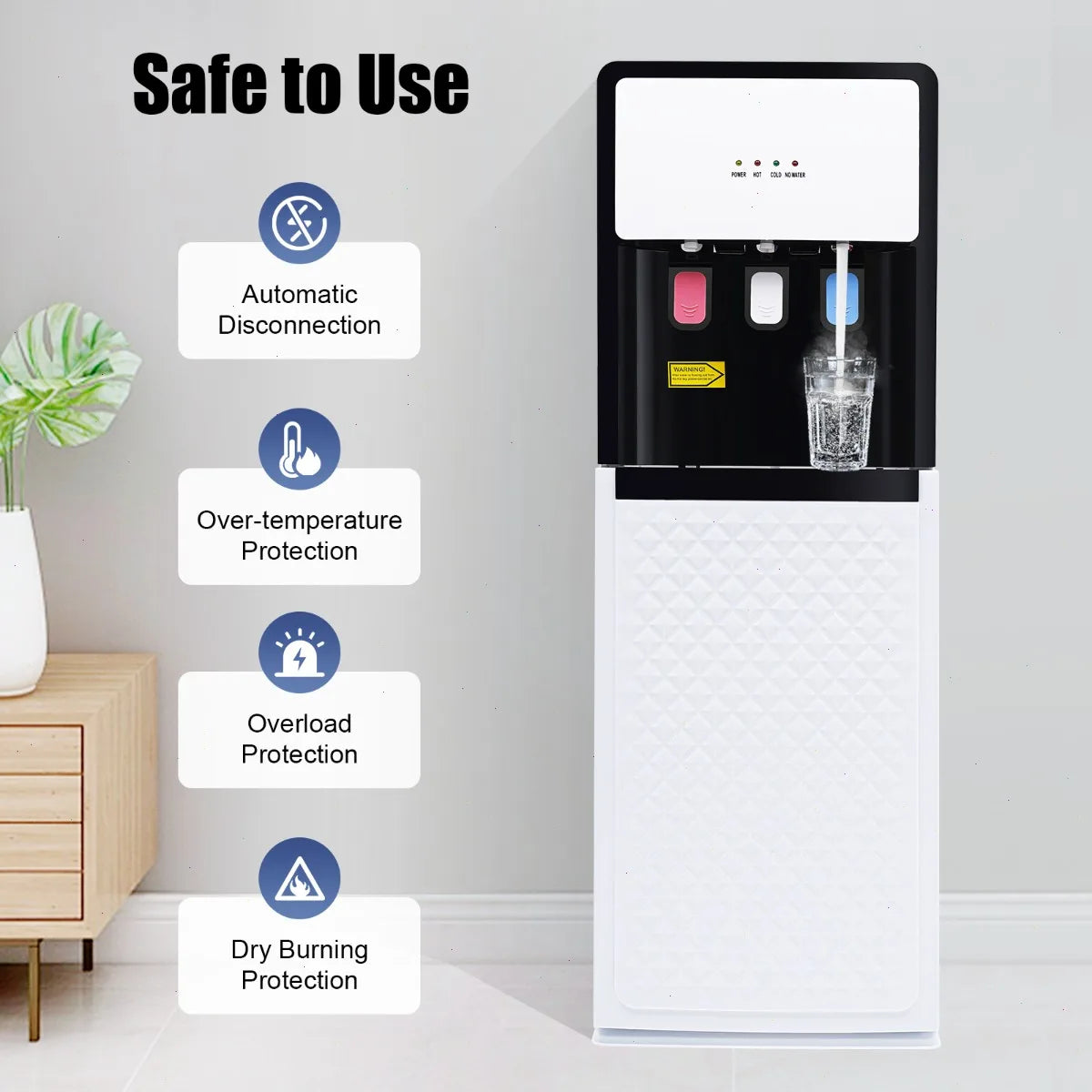  Hot and Cold Water Cooler, Bottom Loading Dispenser , EU Standard Model for Office Home, 500W Heating 75W Cooling Secondary image