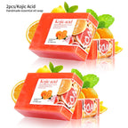 2Pcs/100G Kojic Acid Sweet Orange Handmade Essential Oil Soap Gently Cleanses Face and Body Handmade Soap