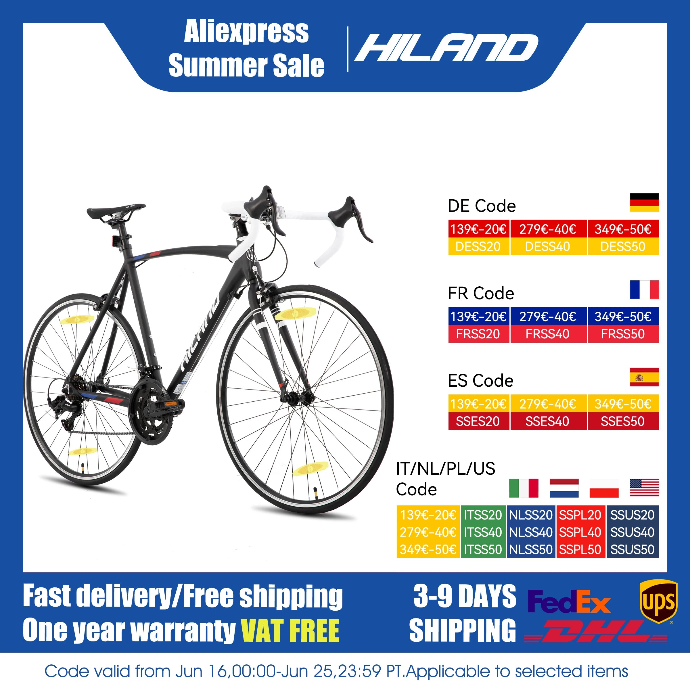 Hiland 700c road bike, 14 speeds, lightweight aluminum frame, racing bike, city commuter road bike for men and women Main image