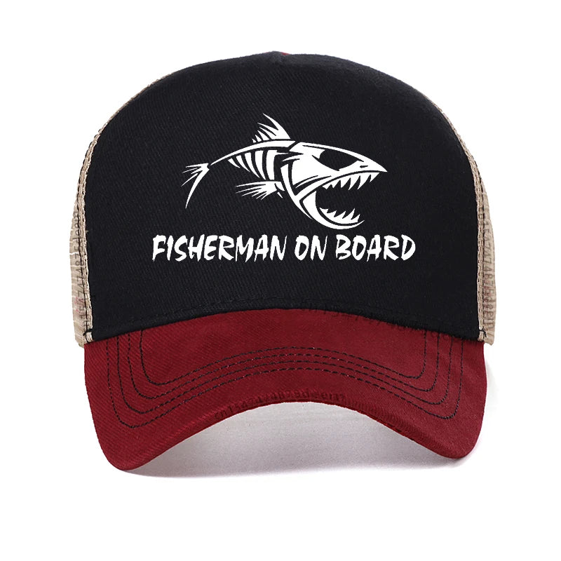 Fashion Fish Bone men Baseball Cap outdoors fishing Luya hat Summer Hunting and fishing Trucker hats visor Breathable caps Main image
