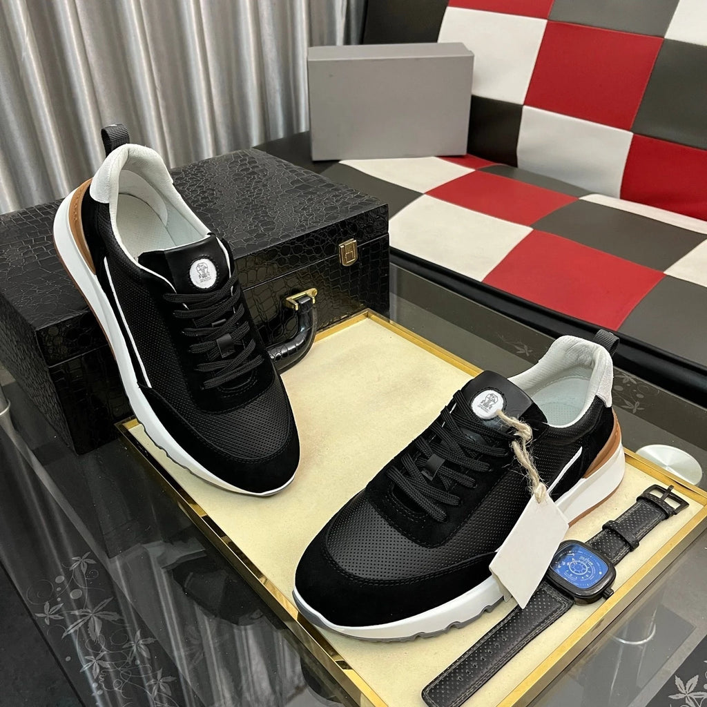 Luxury Brand Men's Shoes Handmade Casual Sneakers Jacquard Nylon Fabric with Suede Hiking Cycling Running Shoes Holiday Gifts