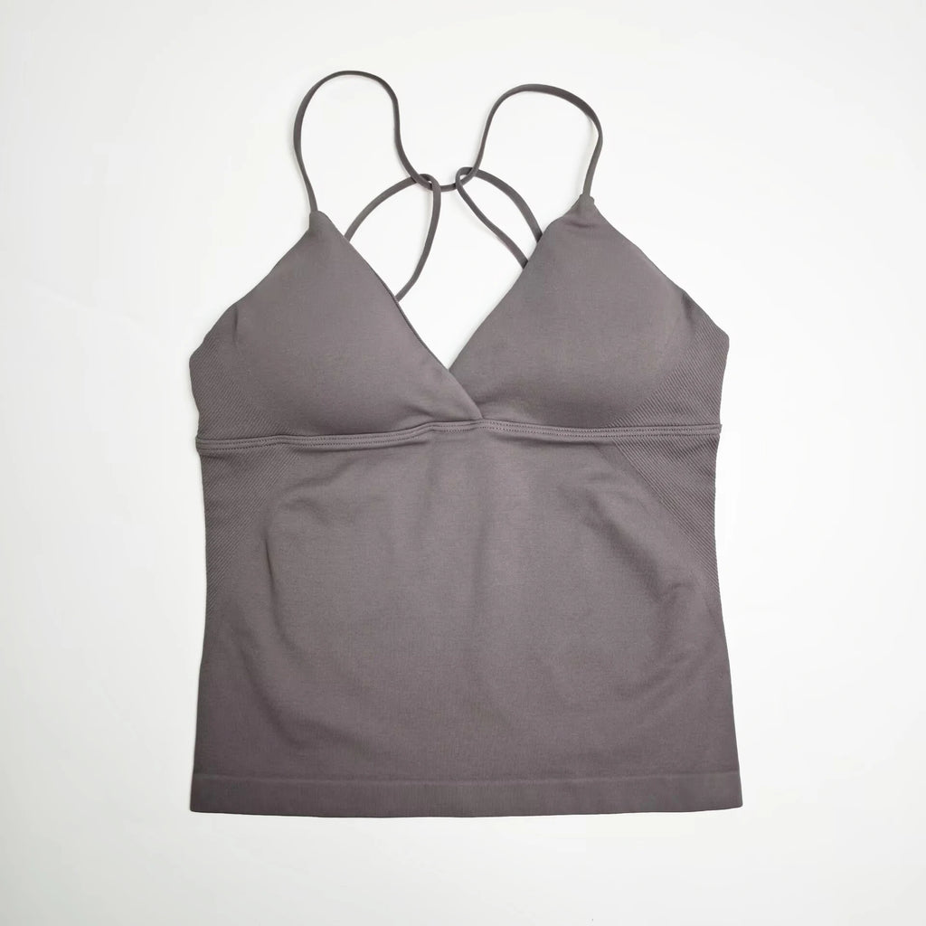 NCLAGEN Vision Twist Front Longline Top Women's Seamless Thin Straps Yoga Gym Workout Vest Running Tank Tops Fitness Clothing