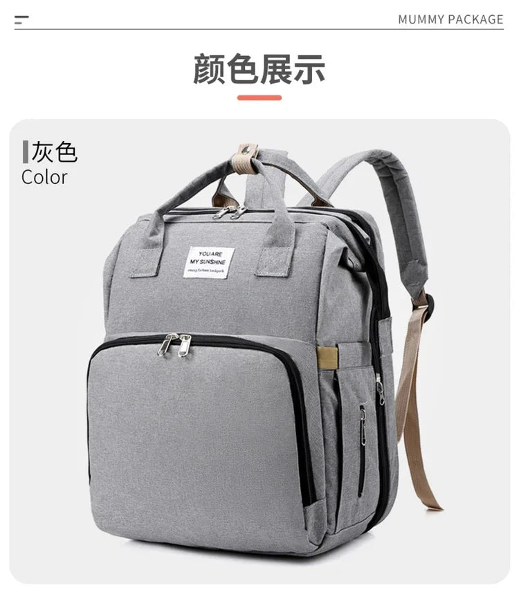 Mommy Diaper Bags Baby Bed Mother Large Capacity Nappy Milk Bottle Backpacks with Changing Mat Convenient Baby Nursing Bags