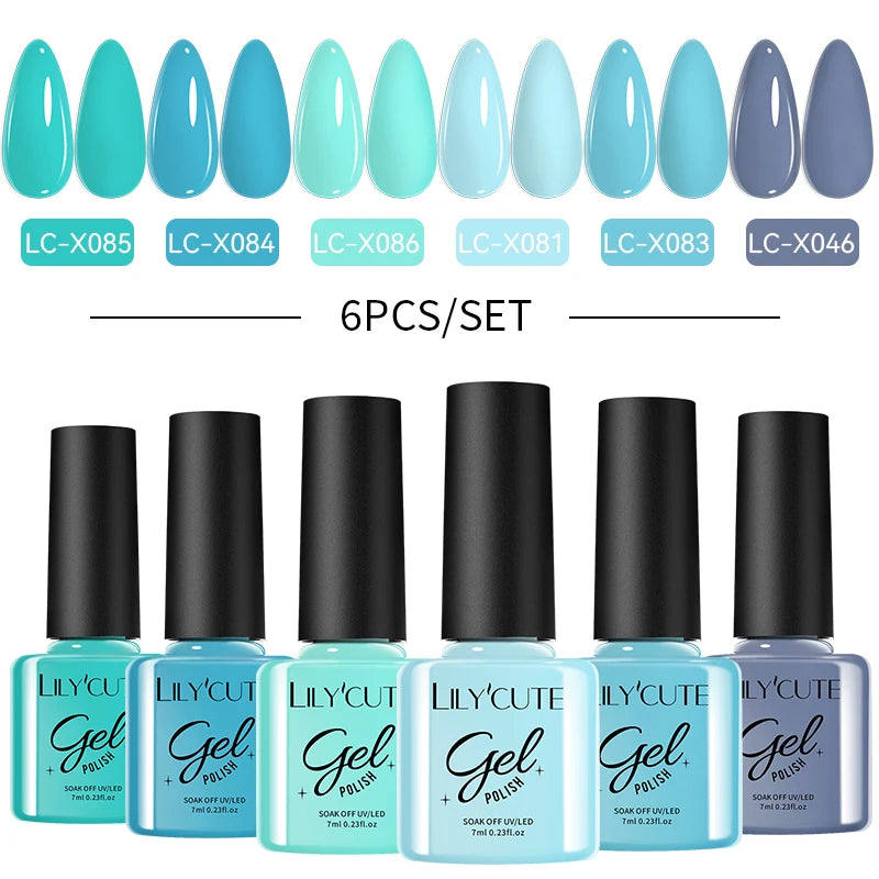 LILYCUTE Nail Gel Polish Set Pink Green Spring DIY Nail Art Design Long Lasting Soak Off UV Gel Manicure Painting Gel Vernis Kit