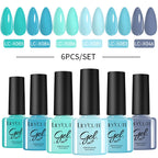 LILYCUTE Nail Gel Polish Set Pink Green Spring DIY Nail Art Design Long Lasting Soak Off UV Gel Manicure Painting Gel Vernis Kit