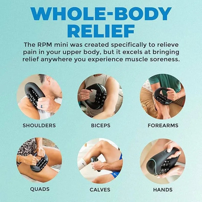 Mini Rolling Percussive Massager Whole Body Fatigue Relief Deep Tissue and Muscle Recovery Rechargeable Powerful 3-Speed Spin