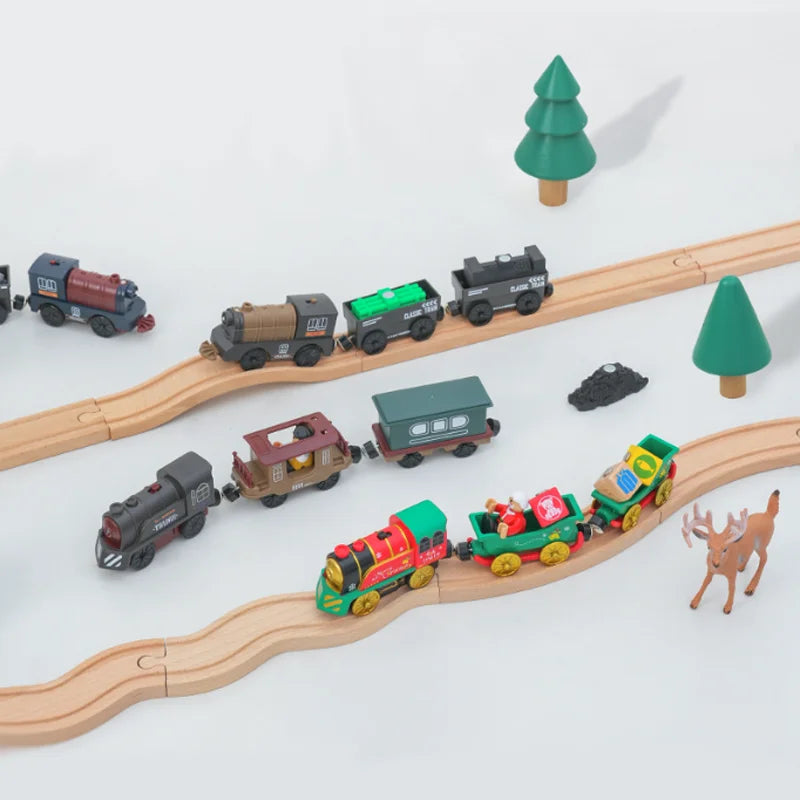 New Electric Train Set Compatible with Thomas Wooden Train Track Train Toys For Kids Christmas Birthday Gift Main image