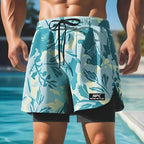 Adult Swimming Trunks Men Boxer Brief Swimsuit Set New Beach Adult Beach Shorts Quick Drying Surf Trunks with Lining Swim Pants