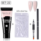 LILYCUTE 15ml Extension Gel Nail Polish Set Quick Nail Prolong With Extend Mold Nail Tips Acrylic Solution Manicure Tools Kit
