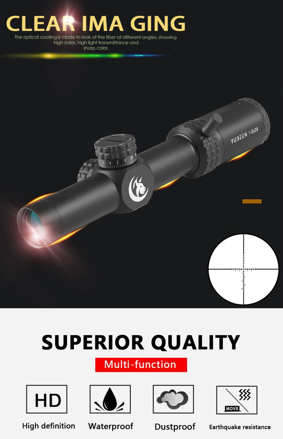 1-5x24 Scopes Compact Scope Hunting Scopes Tactical Sight Wide Angle Sight