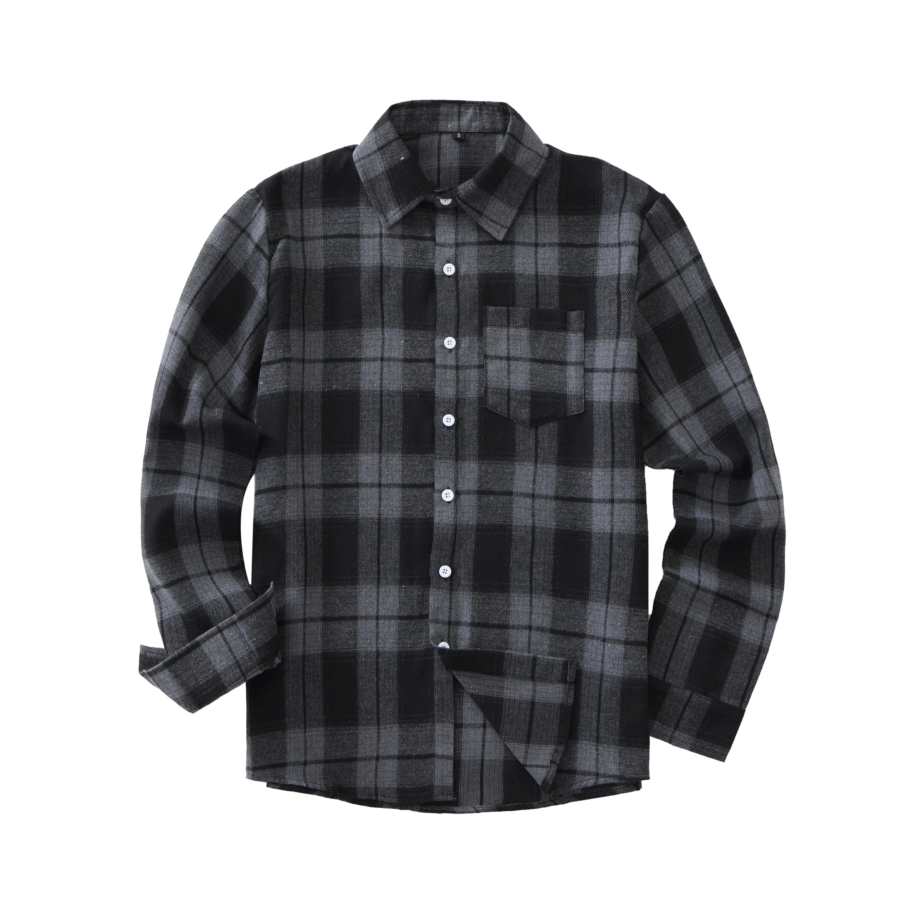 Euro Size Plaid Shirt Flannel Black Checkered Shirt Men Shirts Long Sleeve Button Down Chemise Homme Male Check Shirts