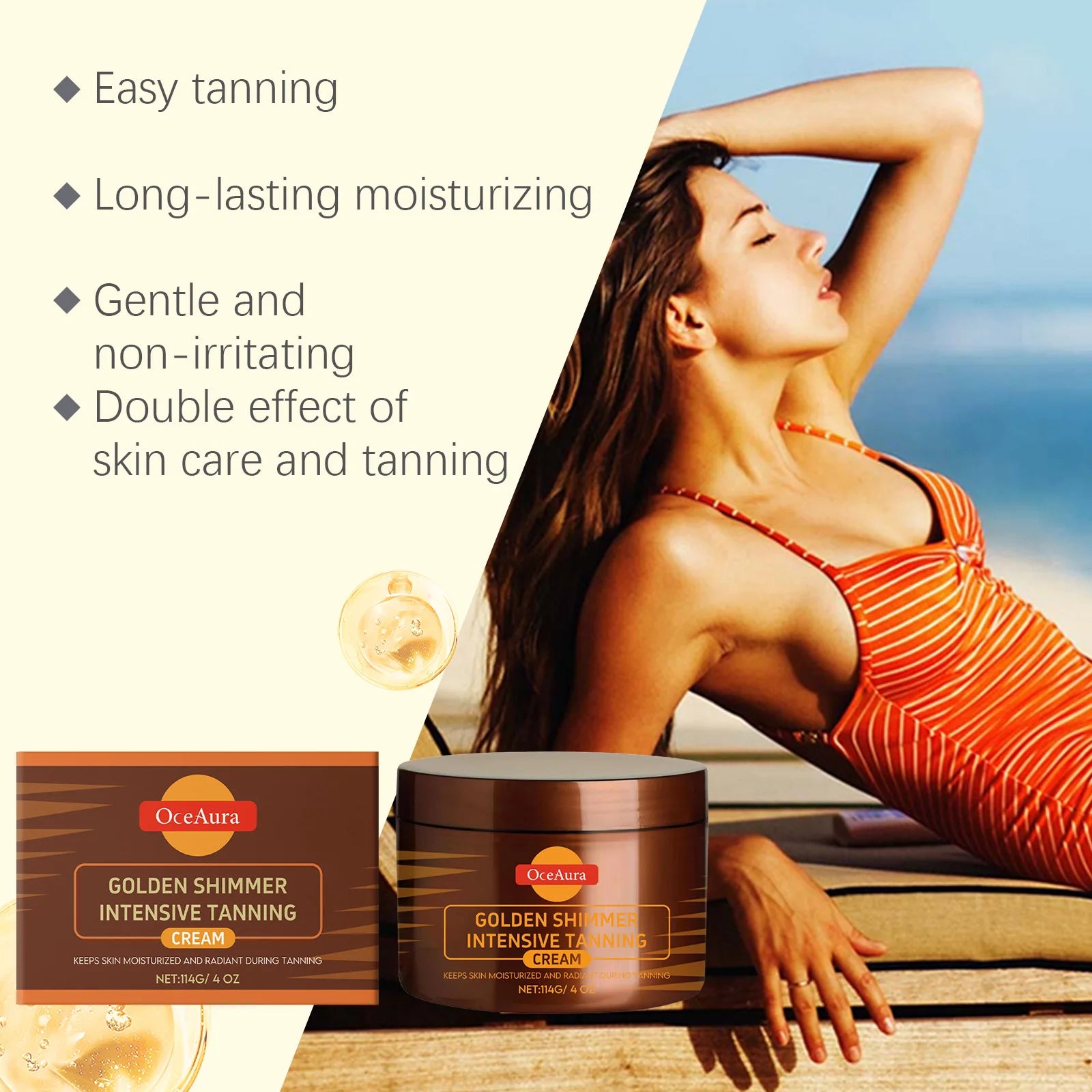 114g Tanning Accelerator Gel Lasting Self Solarium Sunless Tanner Body Face Glow Bronzer Nourishing Skin Tanning Boosting Cream