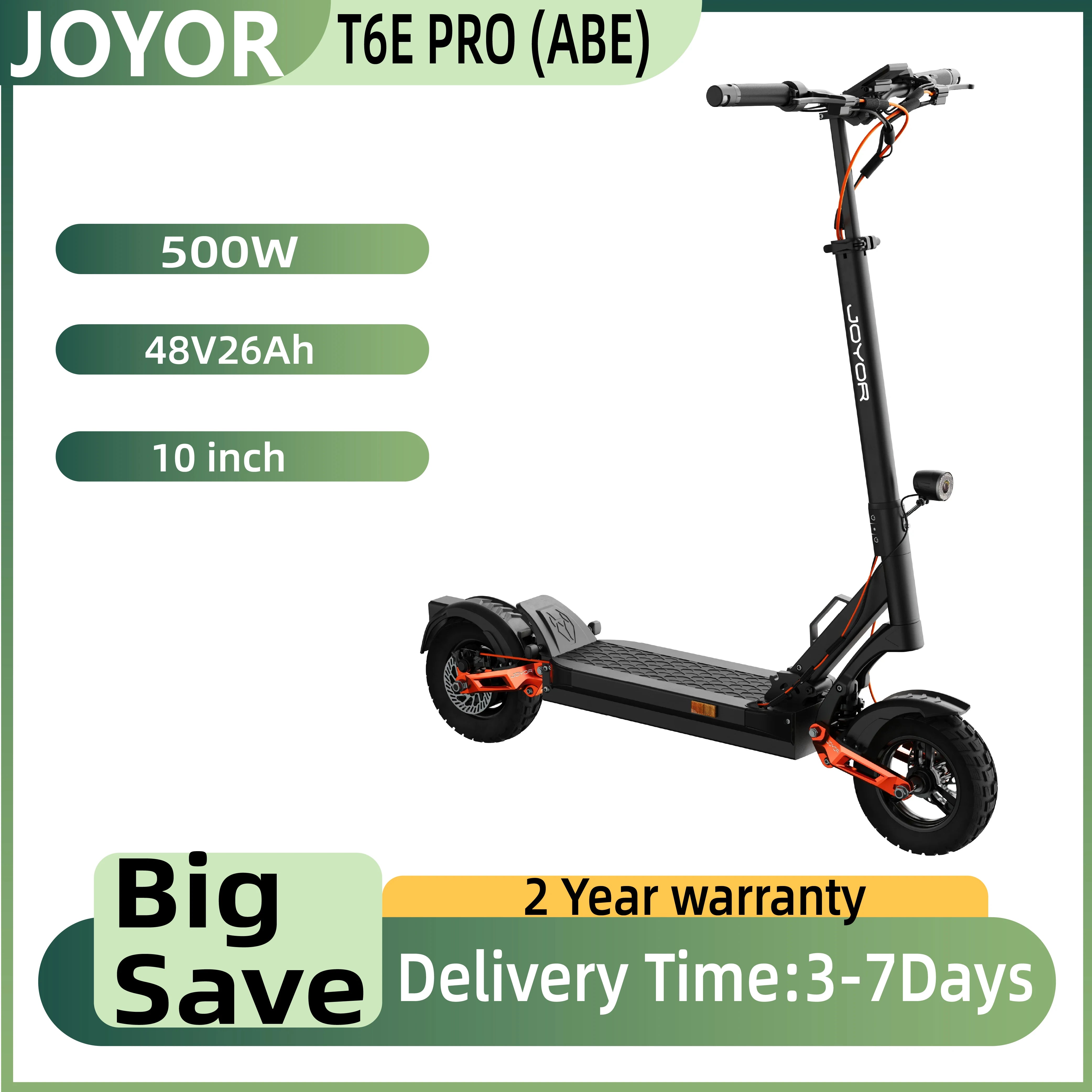 JOYOR T6E PRO ABE Adult Electric Scooter 500W Motor 48V26AH Battery E-Mountain Escooter 10" Off-Road Tire Foldable E-Scooter Main image