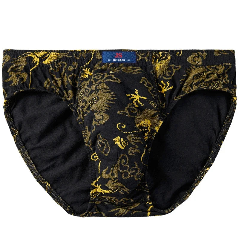 100% Cotton Men's Panties Plue Size Printed Briefs Underwear Loose Lingerie Moisture Absorbent Breathable Underpants