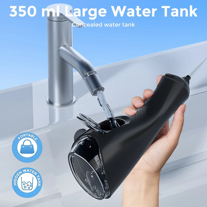 SEJOY Portable Electric Water Flosser Irrigator Dental Teeth Whitening strips 350ML Tank 5 Modes 5 Jet Tips For Home Travel