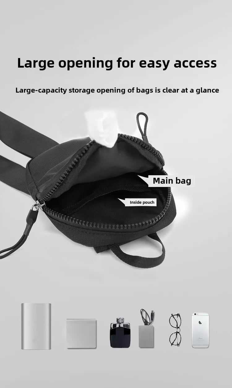 Men Waterproof Sling Chest Pack Fashion Small Black Crossbody Shoulder Zipper Bag Travel Workout Handbag Messanger Bag for Men