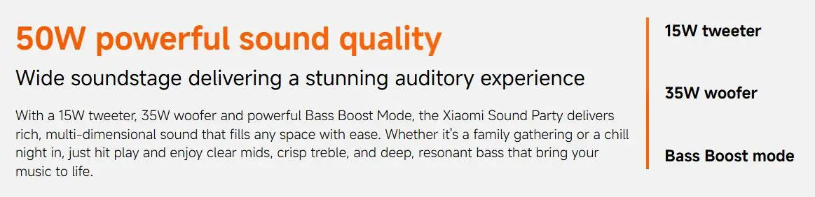 Xiaomi Sound Party, 50W Portable Bluetooth Speaker, Harman AudioEFX TWS Mode 26h Playtime, Smart Connectivity Wireless Speaker