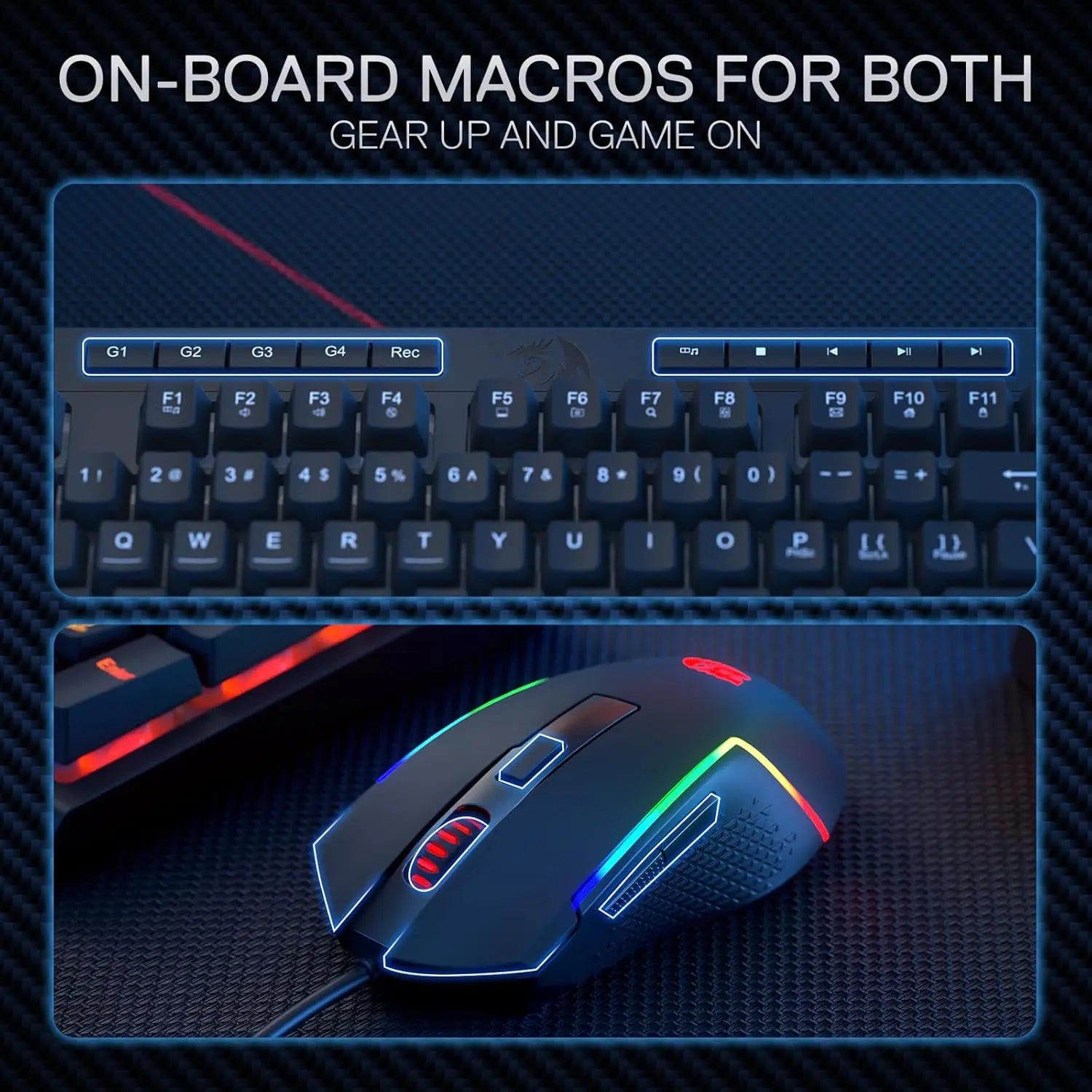 Redragon S141 Gaming Keyboard & Mouse Combo,K515 Wired RGB Membrane Keyboard and 10000 DPI Wired M616 Gaming Mouse Bundle