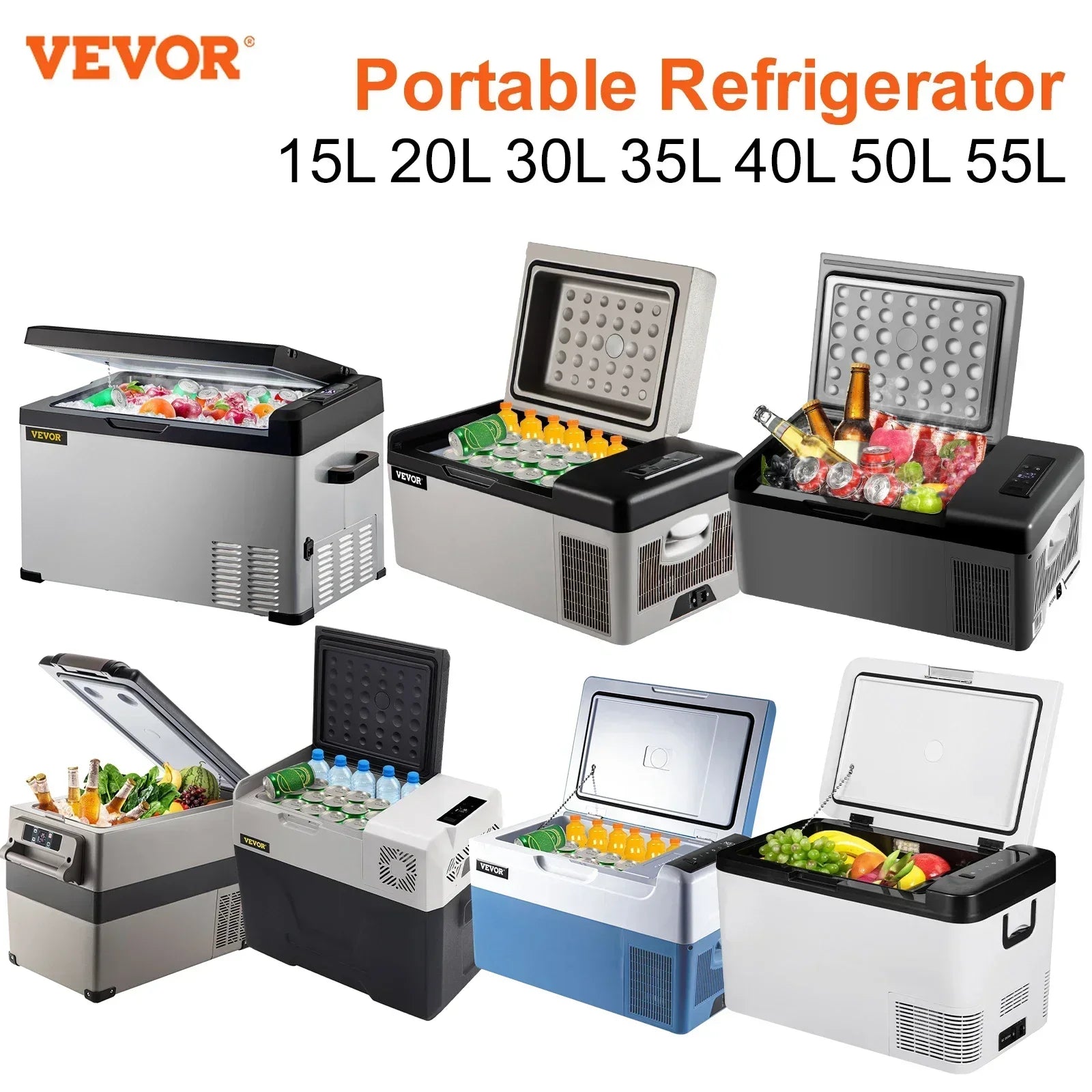 VEVOR 15L-55L portable small refrigerator car refrigerator car truck mini cooler, suitable for driving, traveling, and home use