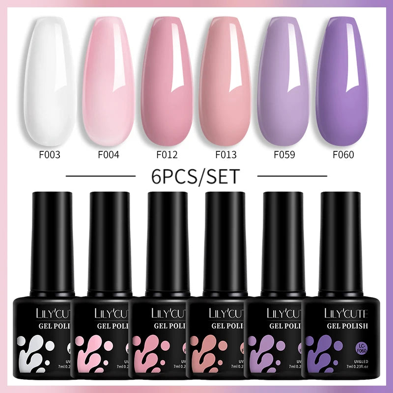 LILYCUTE 6PCS Gel Nail Polish Set Summer Neon Nail Gel Kits For DIY Nail Vernis Semi Permanent UV Lamp Gellak Nail Varnish Set
