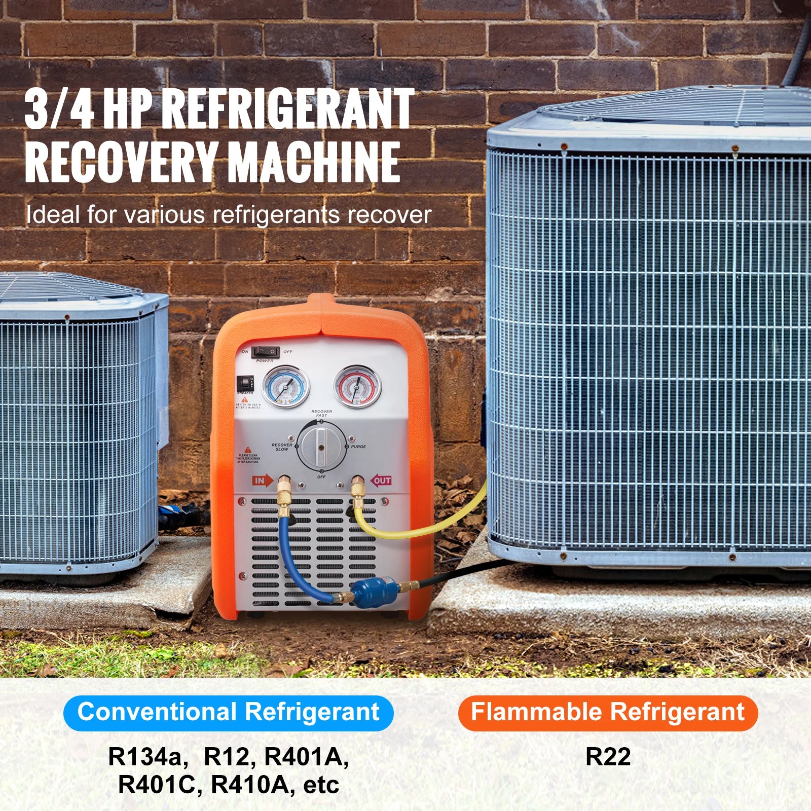 SucceBuy 3/4 1HP Refrigerant Recovery Machine Portable AC Recovery Machine 60Hz Recovery Machine HVAC for Car Air Conditioning Secondary image