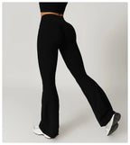 Crossover Flare Yoga Leggings for Women High Waist V Cross Bell Bottoms Tummy Control Yoga Pants Wide leg Fitness Leggings