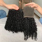 Pixie Curly Human Hair Weave Bundle With Closure Brazilian Human Hair Weave Extensions 100% Human Hair Weft HD Lace Closure